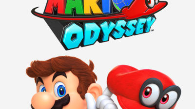 Super Mario står och snurrar på sin mössa. Ovanför honom finns texten Super Mario Odyssey