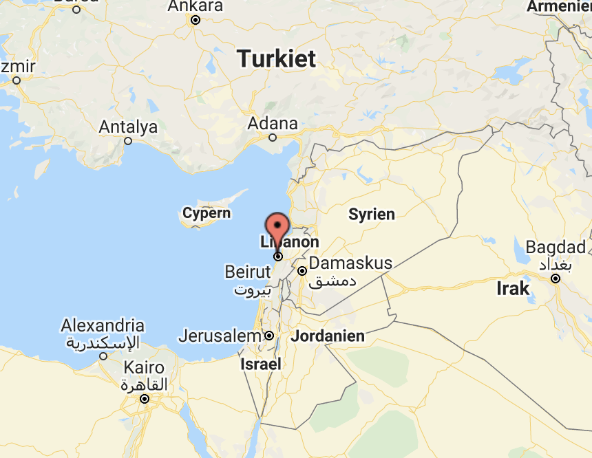 Karta över Libanon